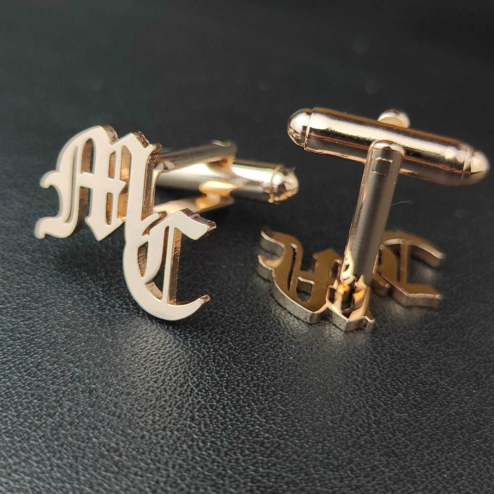 Custom Cufflinks New Personalized Custom Initials 1-3 Letter Stainless Steel Cufflink Men Suit Shirt Accessories Groomsmen Gift