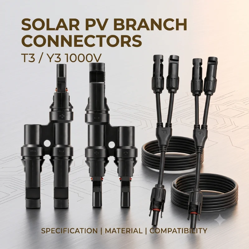 Solar PV Branch Connector T3 Y3 Type Parallel Adapter 1000V Waterproof Photovoltaic Wiring Kit for Solar Panel System Setup