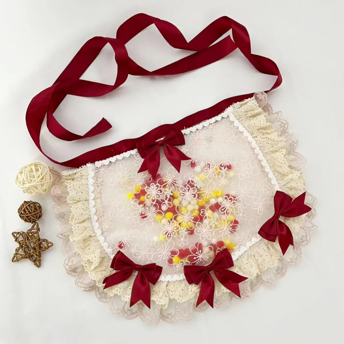 Lolita Cute Versatile Handmade Little Lace Lace Apron with Lolita Sweet Little Chef Dress Up Accessories