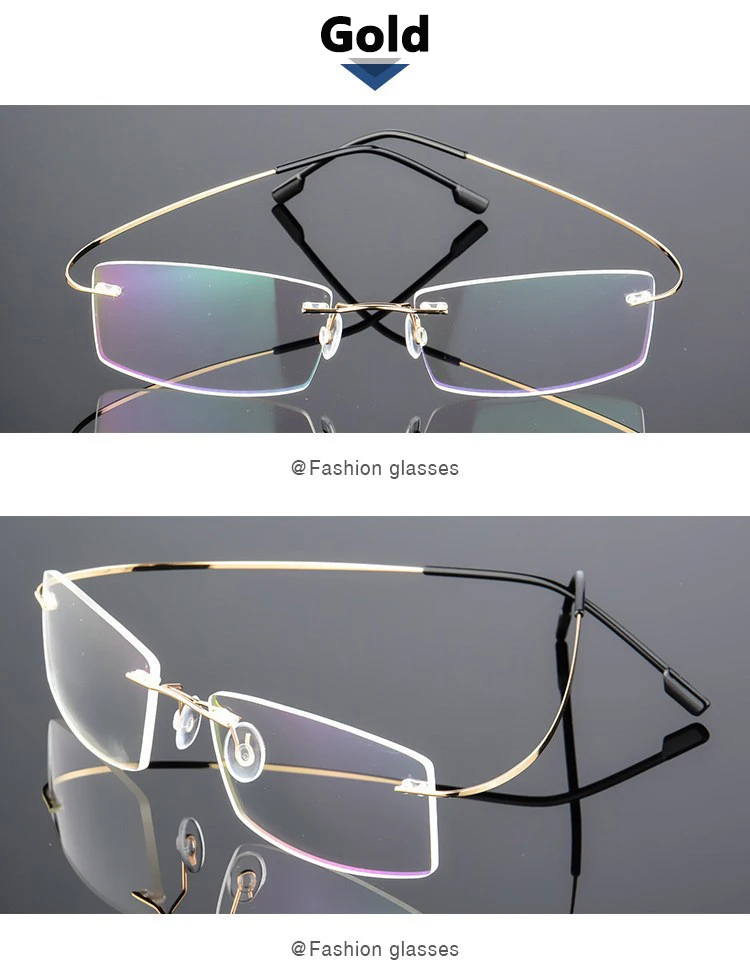 Randlose Ultraleichte Photochrome Myopie‑Brille Männer Titanlegierung Geschäftsbrille grau‑veränderliche Linsen – Detail 7