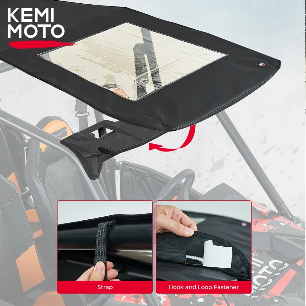 Kemimoto-キャンバスルーフ付きソフトトップサンシェード,UV 1680d,Polaris rzr xp 4 1000/4 Turbo 900 2014-2022 2023, 2883074と互換性があります