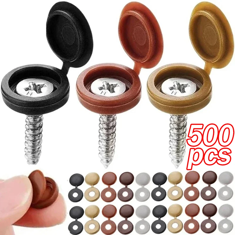 100-500Pcs Nails Screw Caps Plastic Protective Covers  7 Colors Phillips Screw Decorative Cover Cross Screw Folding Cap