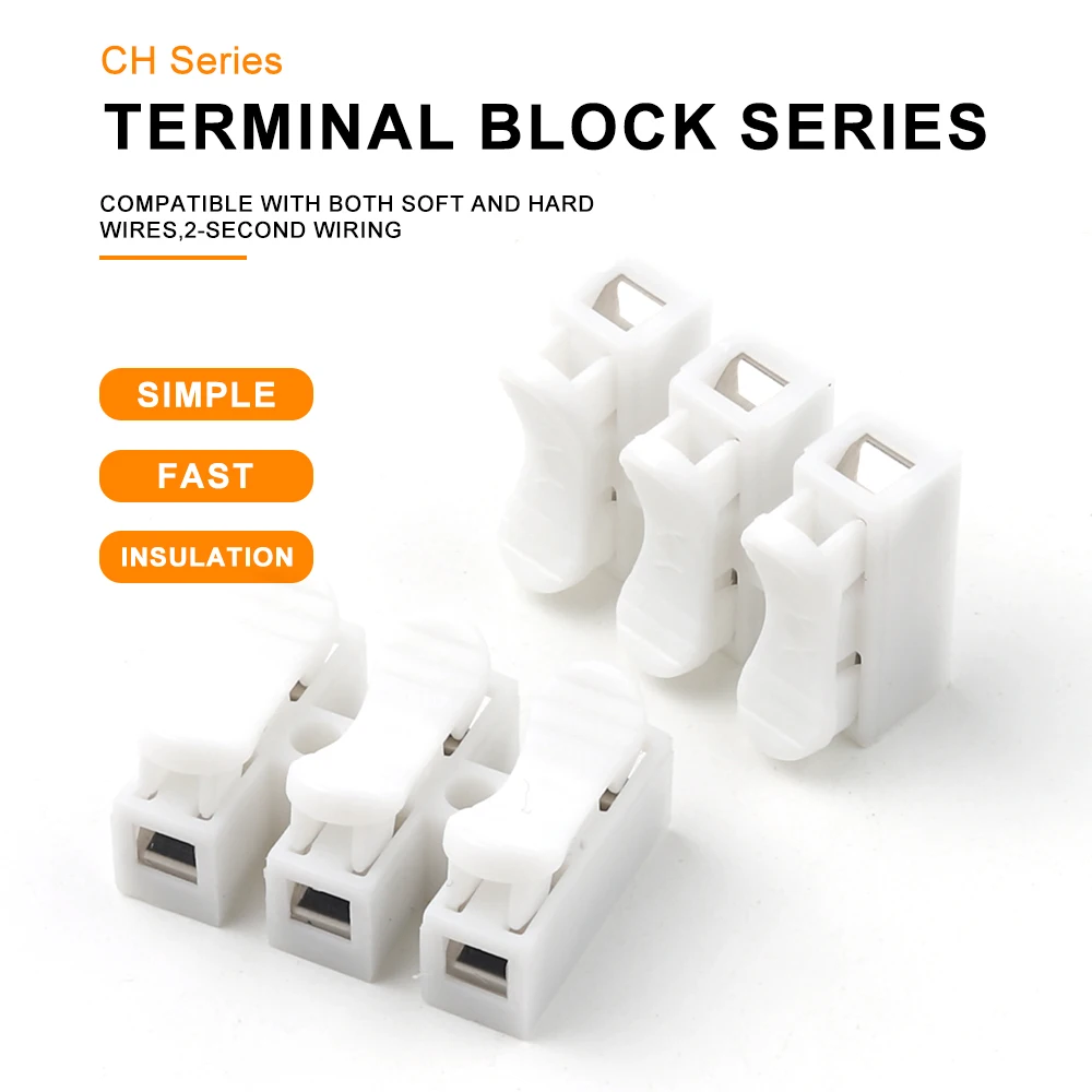 10pcs White No Solding Welding Quick 3P Cable Wire Connector No Screw Terminal Block Spring Clamp