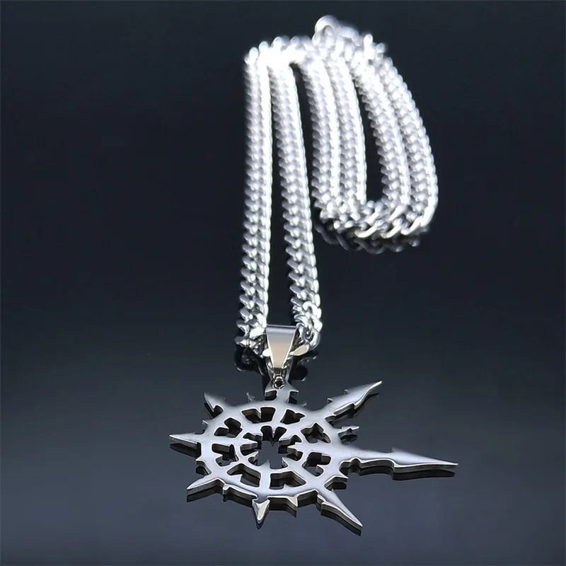 Chaos Star Stainless Steel Pendants Necklaces Men/Women Army Lot Ork Tau Shirt Pin Band Necklaces Jewelry N4200S06 view 2