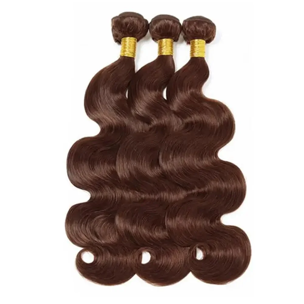 Body Wave Bundles Human Hair Extensions Chocolate Brown Color #4 Double Weft Brazilian Human Hair Bundles 24 26 Inches For Woman