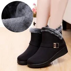 Zimowe ciepłe damskie buty śniegowe 2024 Nowa platforma Casual Shoes Classic Side Zip Design Fur Waterproof Fashion Ladies Ankle Shoes