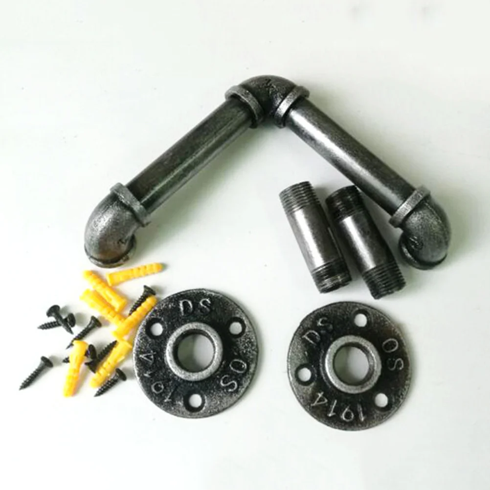 

Industrial Iron Art Towel Rack Wall Mounted Rustic Decor Easy Installation Weight Bearing Storage Shelf Vintage Style