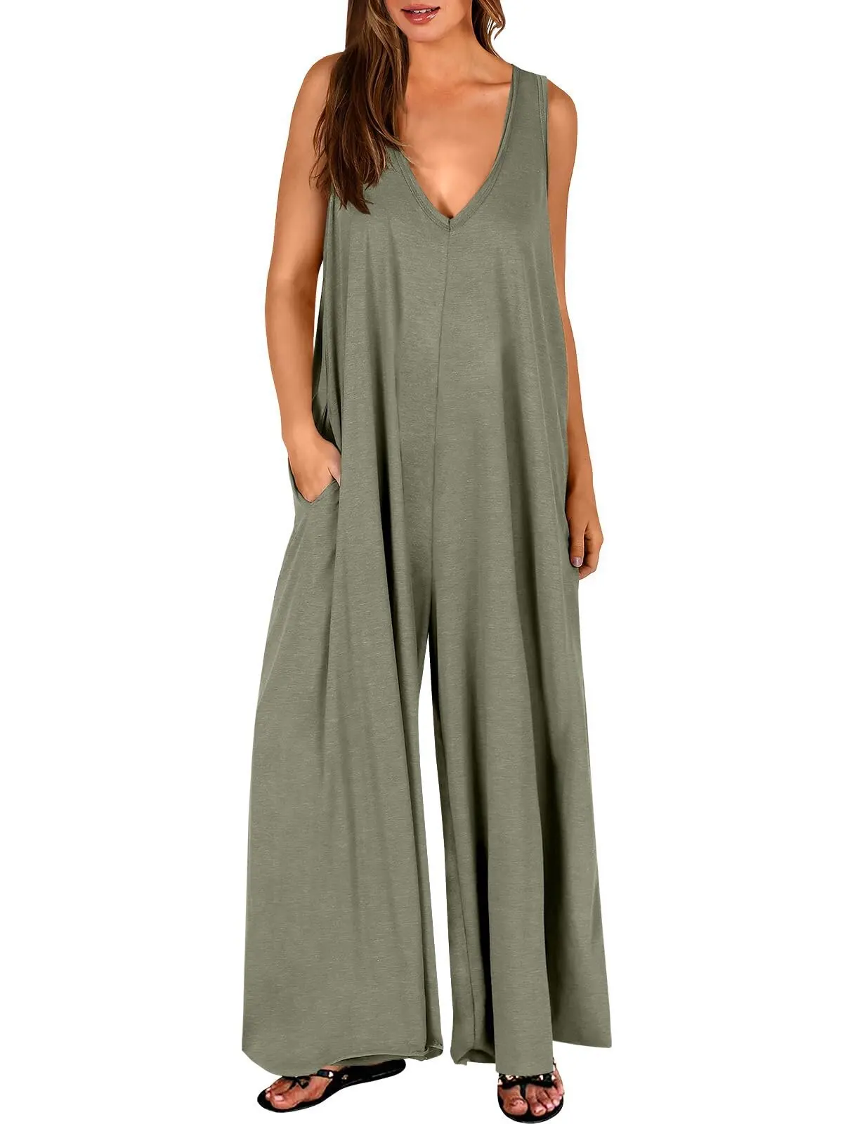 

Women's Loose Jumpsuit Wide Leg Long Pants 2024 Summer Fresh Casual Pocket Jumpsuit Thin Women's Jumpsuit Mono Elegantes Mujer