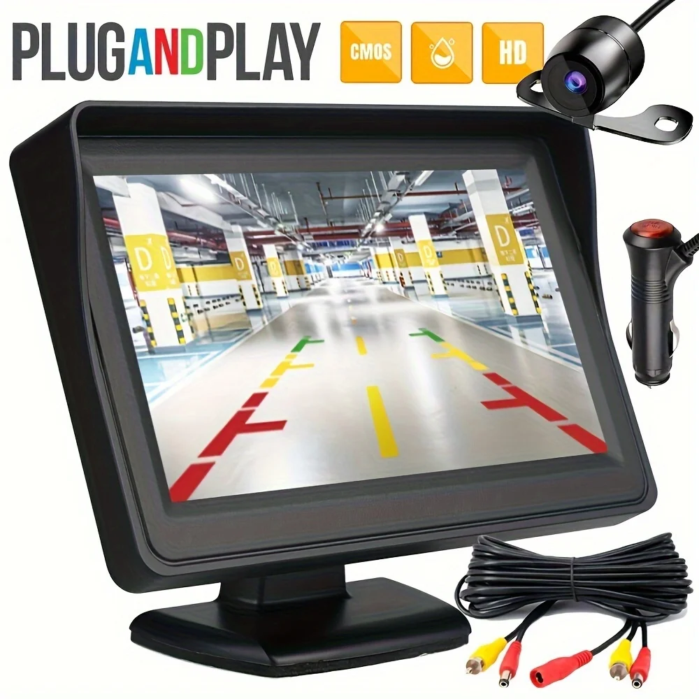 Backup Camera Deluxe Package Includes a 4.3INCH Screen And a 480P Night Vision Camera,Easy Plug And Play with No Wiring Required