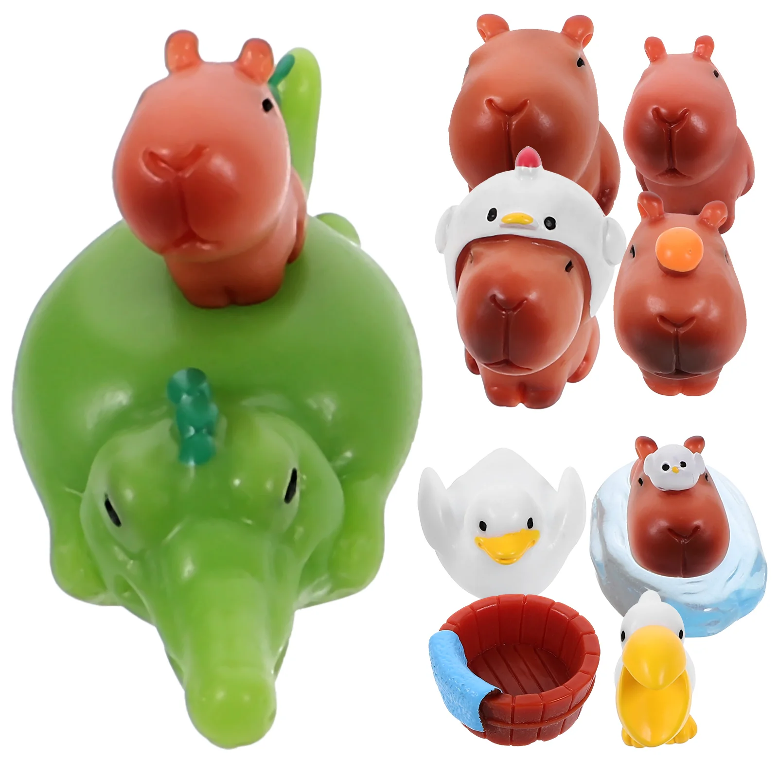 10 Pcs Micro Landscape Capybara Dashboard Animal Statue Mini Model Miniature Figurines Small Trinkets