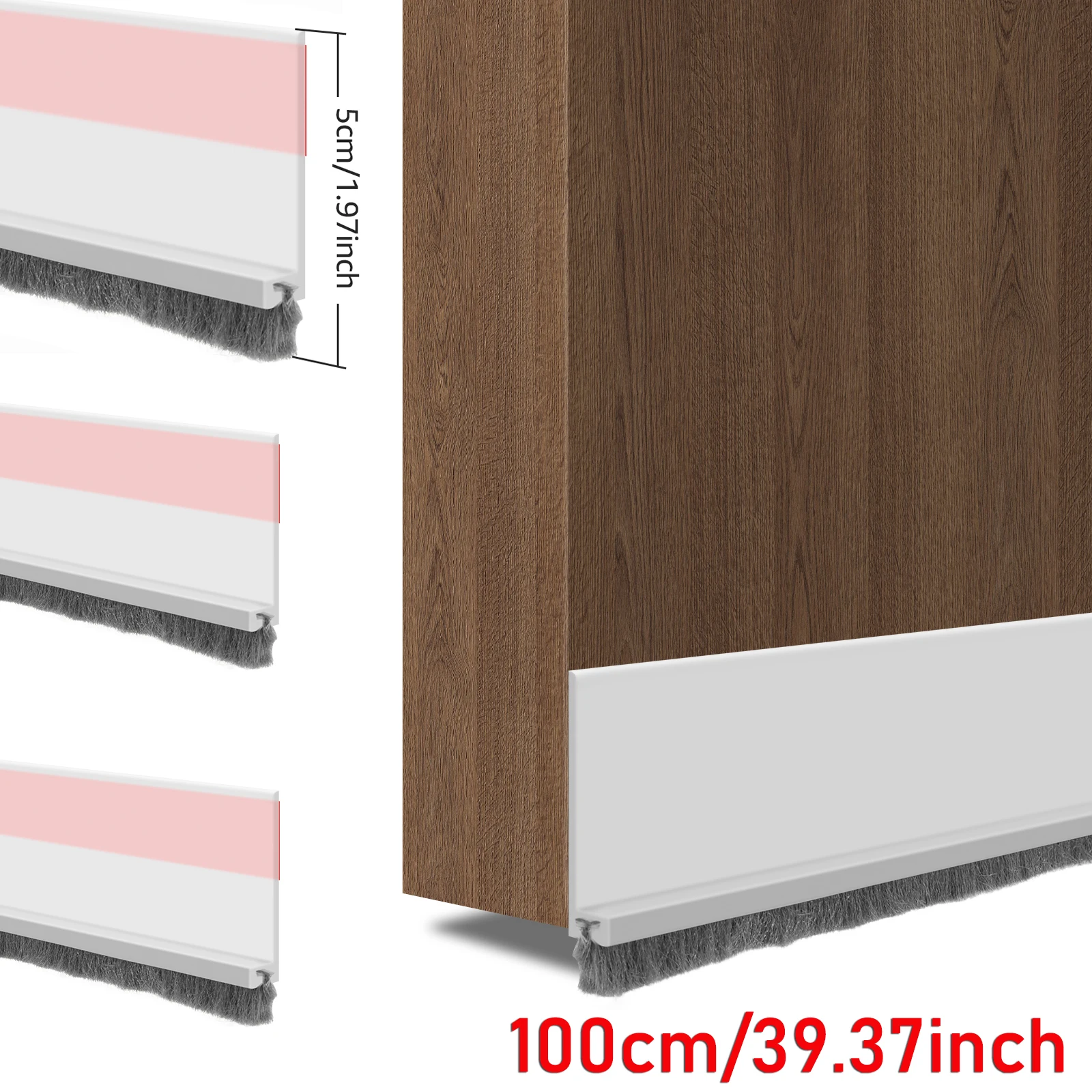 

Door Sweep for Bottom of Door 39.3inch "L Integrated Design with Brush Self Adhesive Under Door Draft Stopper Door Seal Dust