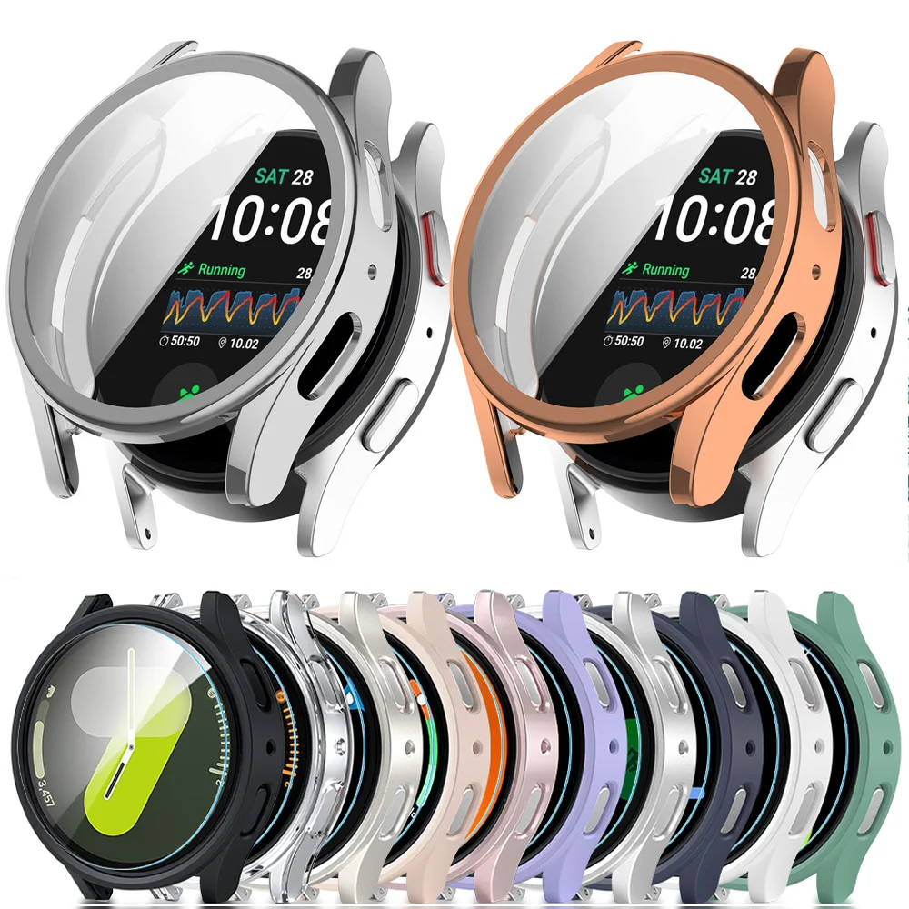 Szkło hartowane + etui do zegarka Samsung Galaxy 7/6/5/4 44mm 40mm pełny zderzak PC osłona ekranu Galaxy watch FE akcesoria