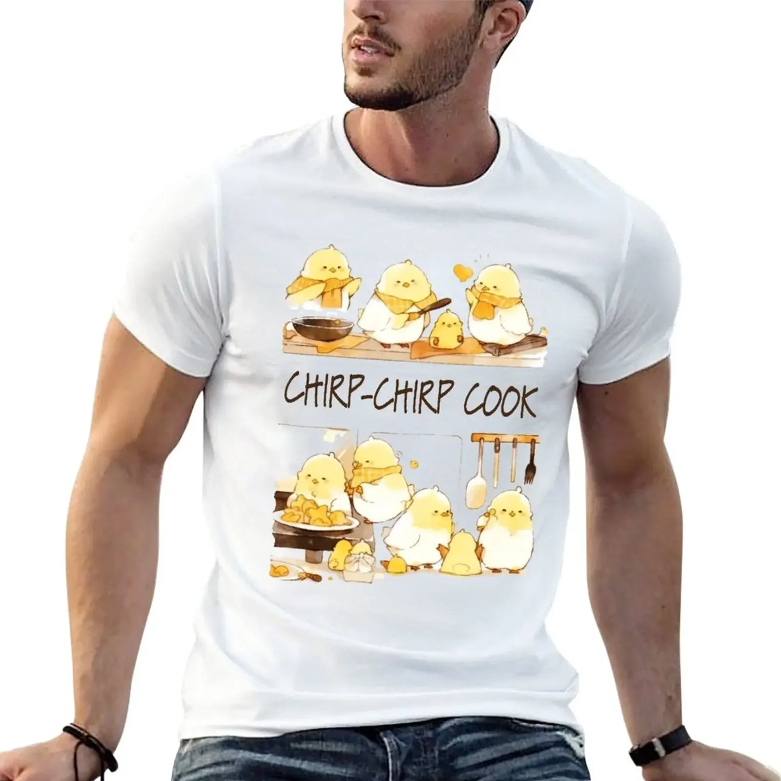 New Kawaii Little Chicks Coocking - Chirp-Chirp Cook T-Shirt boys white t shirts aesthetic clothes mens graphic t-shirts hip hop