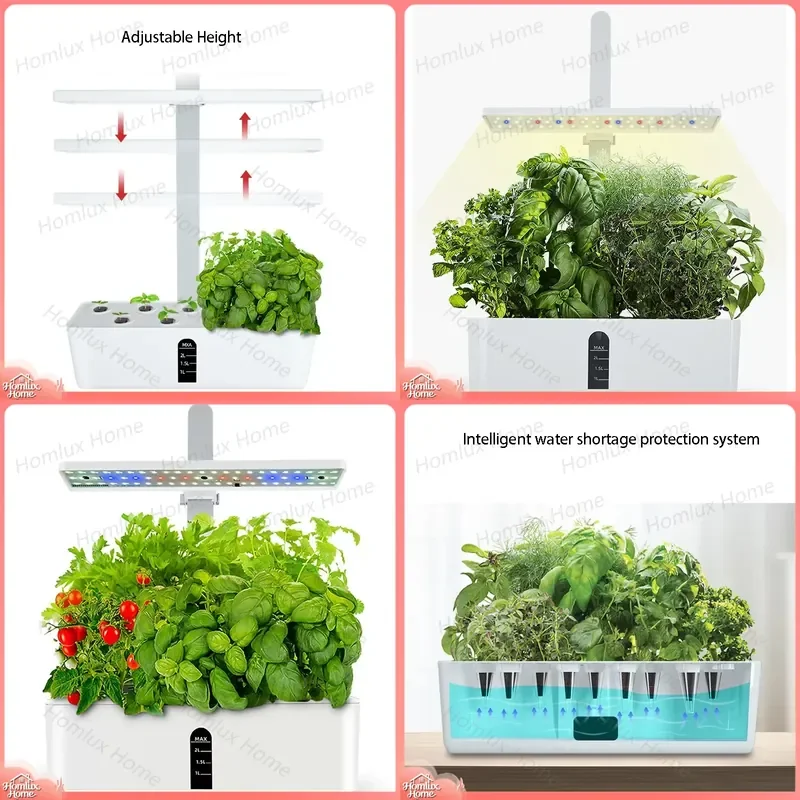 Hydroponics Growing System Indoor Smart Automatic Timer Garden Planter Nursery Pots Height Adjustable 9 Pod Herb Garden Kit