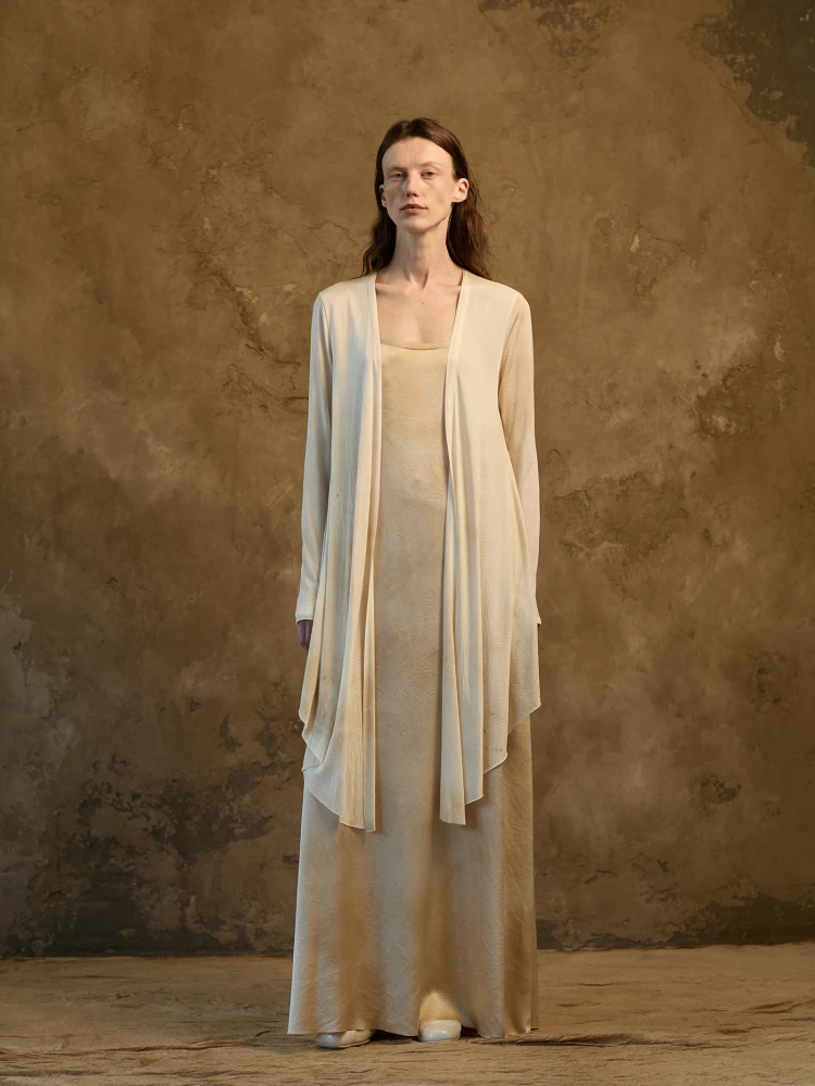 

MIURA DESIGN 2025SS Long Open Cardigan Silk Tka Embroidered Dyed Mottled Color Knitted Women's Faion Spring Collection