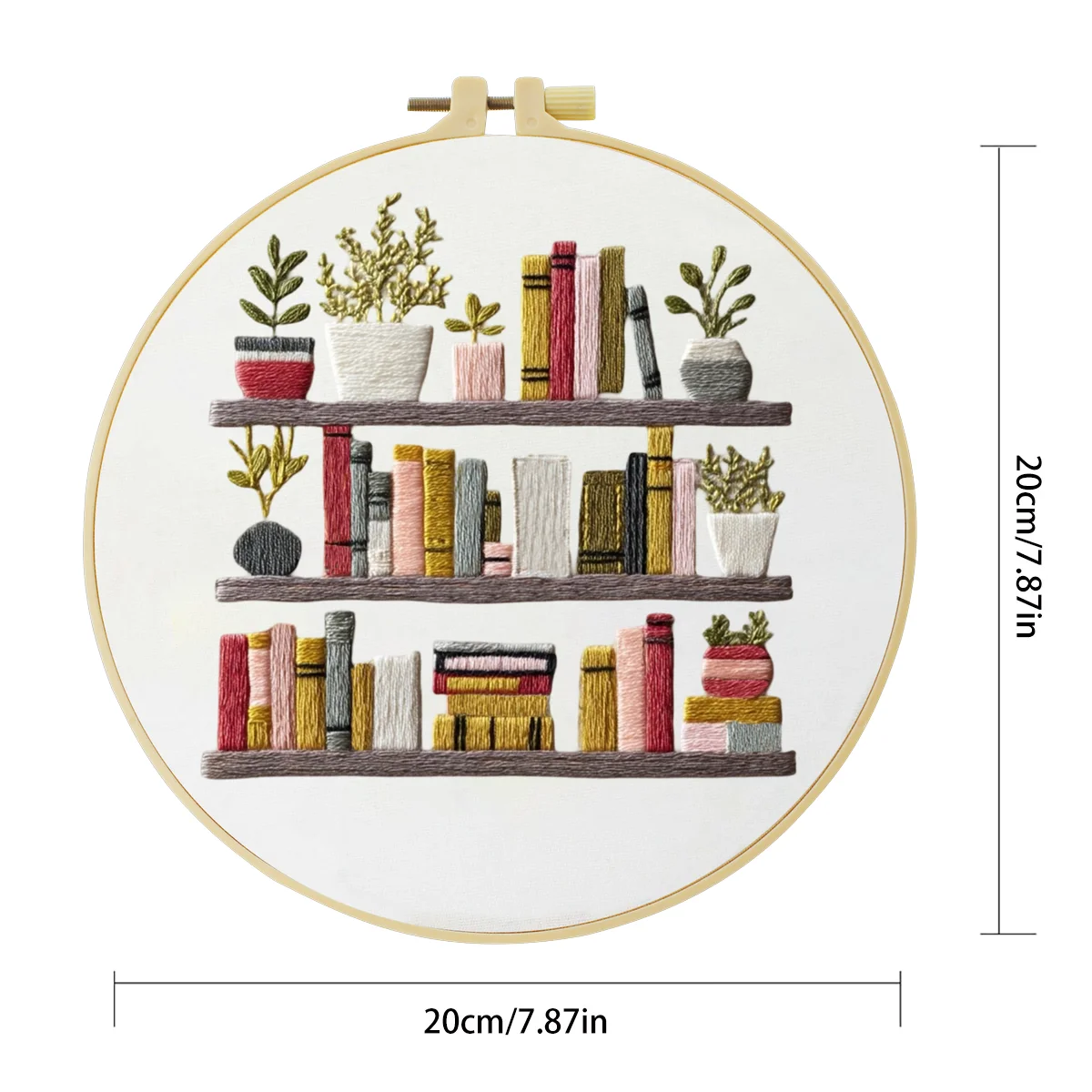 1 Stück 20X20CM/15X15CM 7,87/6,3 Zoll Bücherregal-Tasche Stickerei-Starter-Kit DIY-Kit DIY-Stickerei-Set Handarbeits-Set für Anfänger – Detail 6