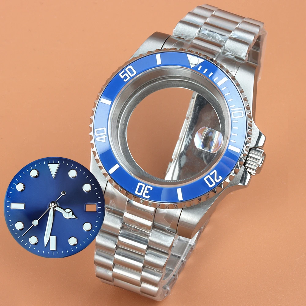 

Silvery 40mm NH35 Case Dial Hands Green Luminous For SUB NH35 NH36 NH38 Movement 316L Steel Presidential/Jubilee/Oyster Strap