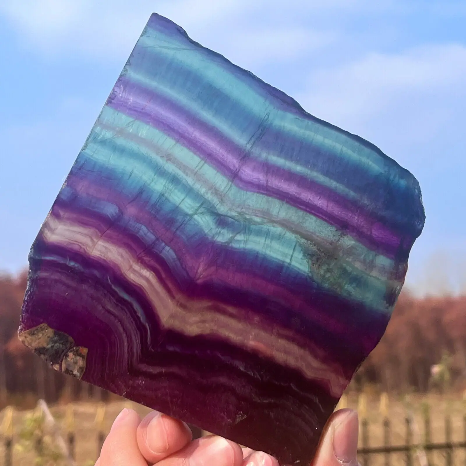 Natural Rare Colored Fluorite Polished Crystal Slices Heal