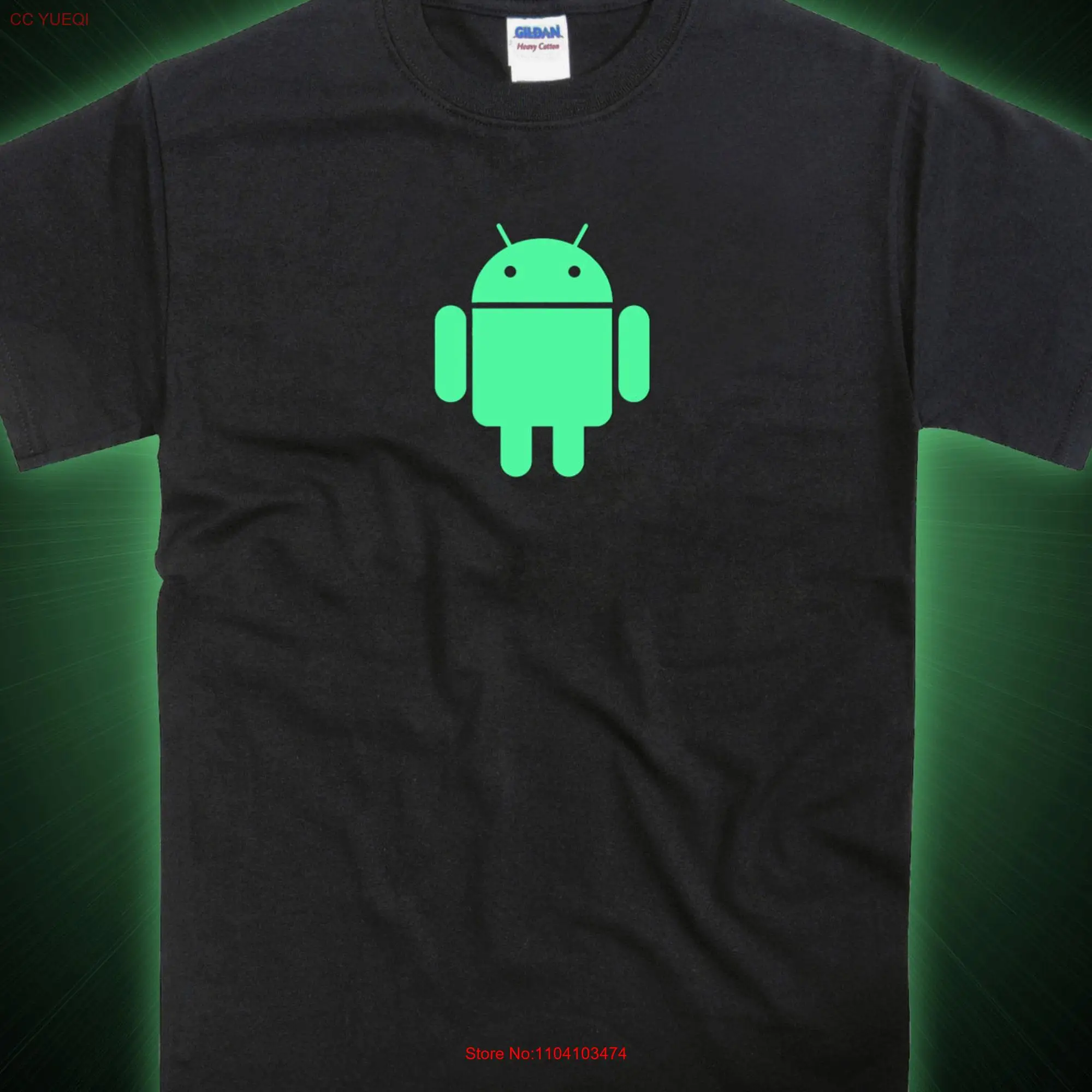 Android Nexus Pixel Google Robot Tribute Glow in the Dark T Shirt long or short sleeves