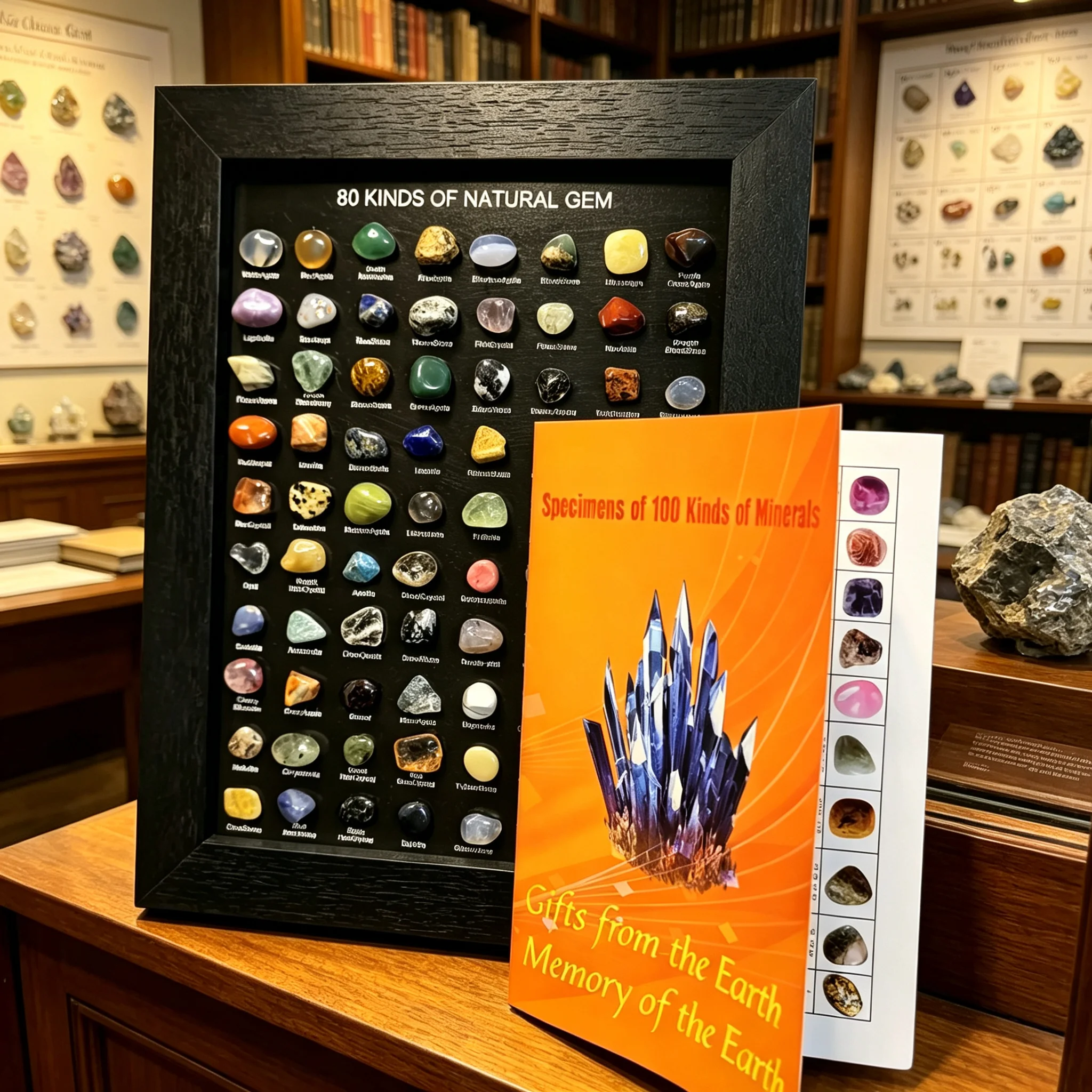 80 Kinds of Natural Minerals + 100 Page Album, Amethyst, Agate, Tiger's Eye, Labradorite, Obsidian, Home Decor & Holiday Gift