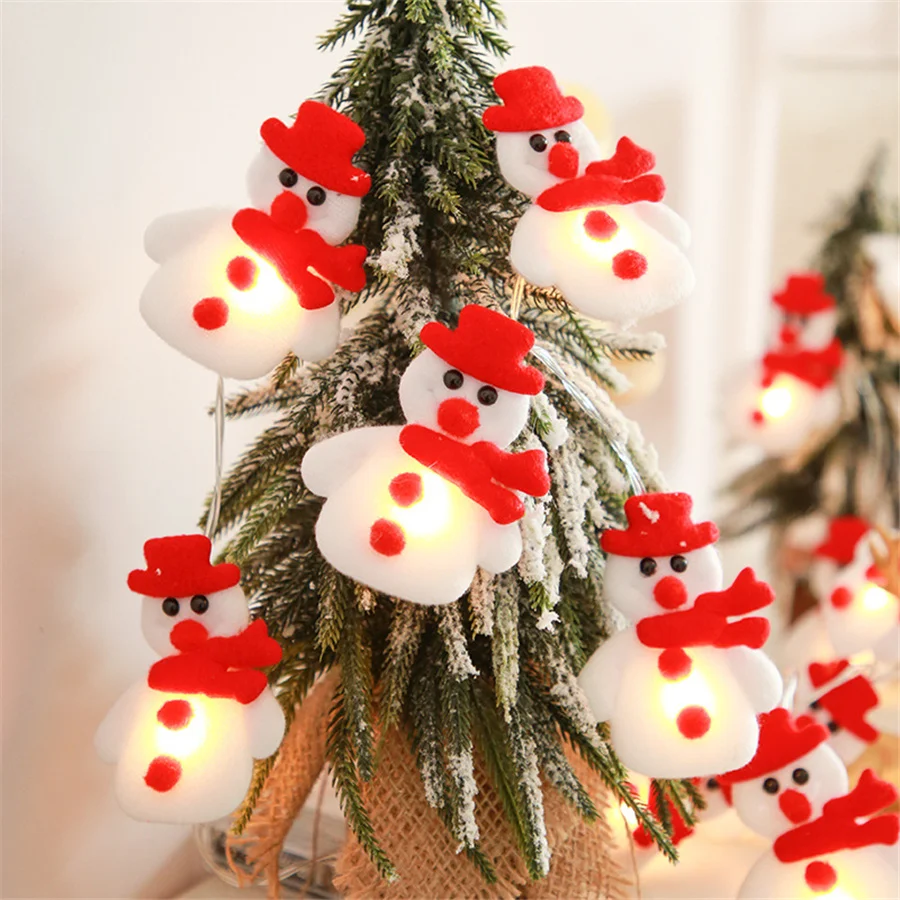 Tirvose LED Snowman String Lights Battery Powered 10/20LED Christmas Garland Fairy Lights for Xmas Tree Party Wedding Decoration