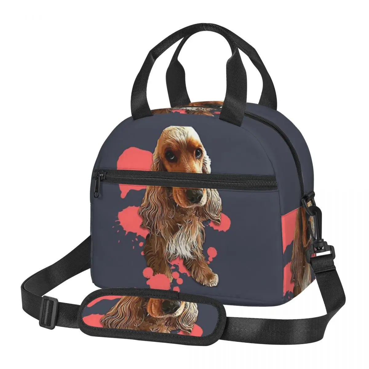 Cocker Spaniel Splash Puppy Dog Lunch Bags Insulated Bento Box Waterproof Lunch Tote Picnic Bags Thermal Bag for Woman School