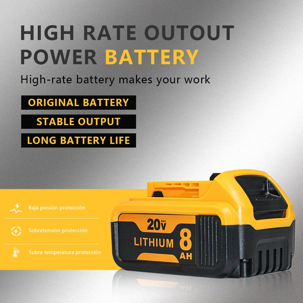 

For Dewalt 20V DCB200 Power Tool 3000mAh 6Ah 8.0Ah Battery for Dewalt DCB206 20V 8.0Ah Battery DCB206 20V Battery DCB205 DCB200
