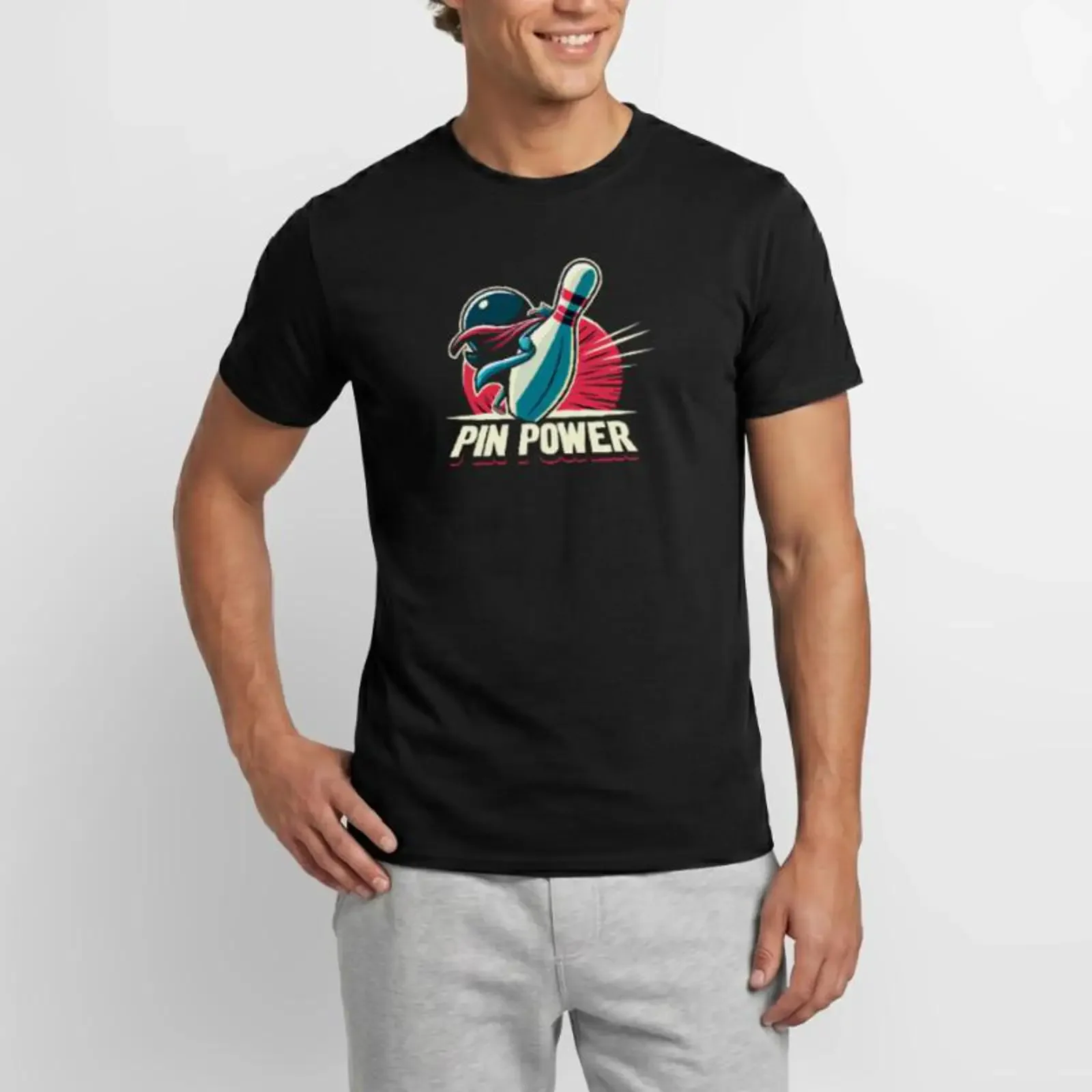 Funny Bowling Team Bowler Strike Club Men's T Shirt vintage Washed Versatile graphic Slightly homme Breathable Stylish