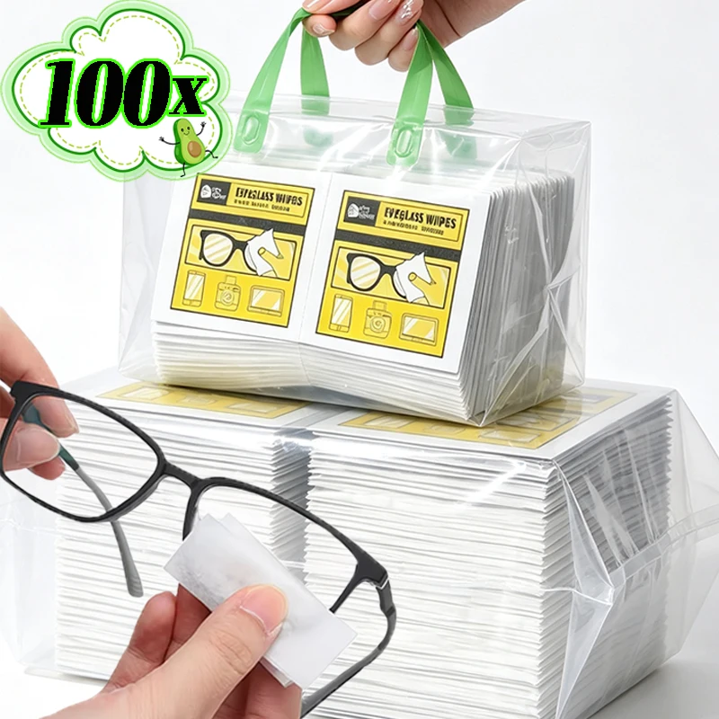 10/100pcs Disposable Anti-fog Glasses Wipes Non-alcohol Wipes Cleaning Lens Wipe Mobile Phone Screen Lens Anti-fog Glasses Wipes