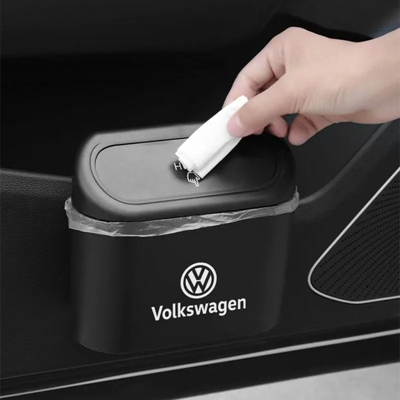 

Car Sticker Valve Stems Caps Car Trash Bin Hanging Vehicle Garbage Dust Case For VW Volkswagen Golf 5 6 7 Polo Passat B5 Tiguan