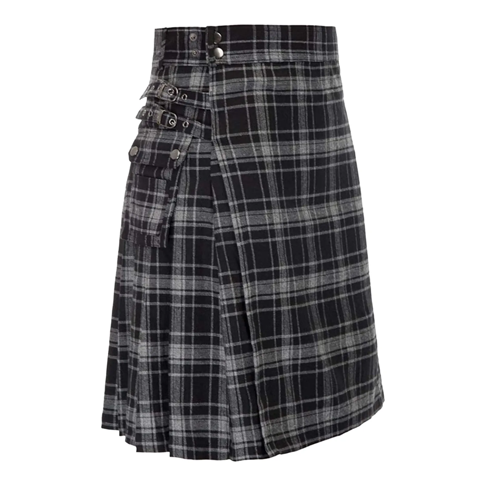 Plaid Traditional Kilt Utility For Mens Fashion Scottish Pleated Skirt Waistband Highland Vintage Knee Length Kilt Male Skirts