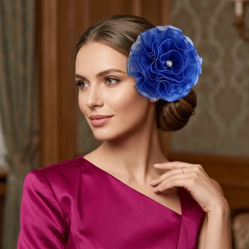 New Organza Flower Brooch 9-Layer Versatile Ornament Floral Corsage DIY Handmade Oversized Hairpin For Evening Gowns