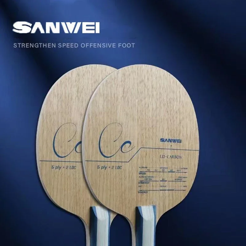 SANWEI CC Table Tennis Blade 5 Wood + 2 LD Carbon Loop Fast Break ST/FL/CS New Ping Pong Racket for Beginner Training 40+ Ball