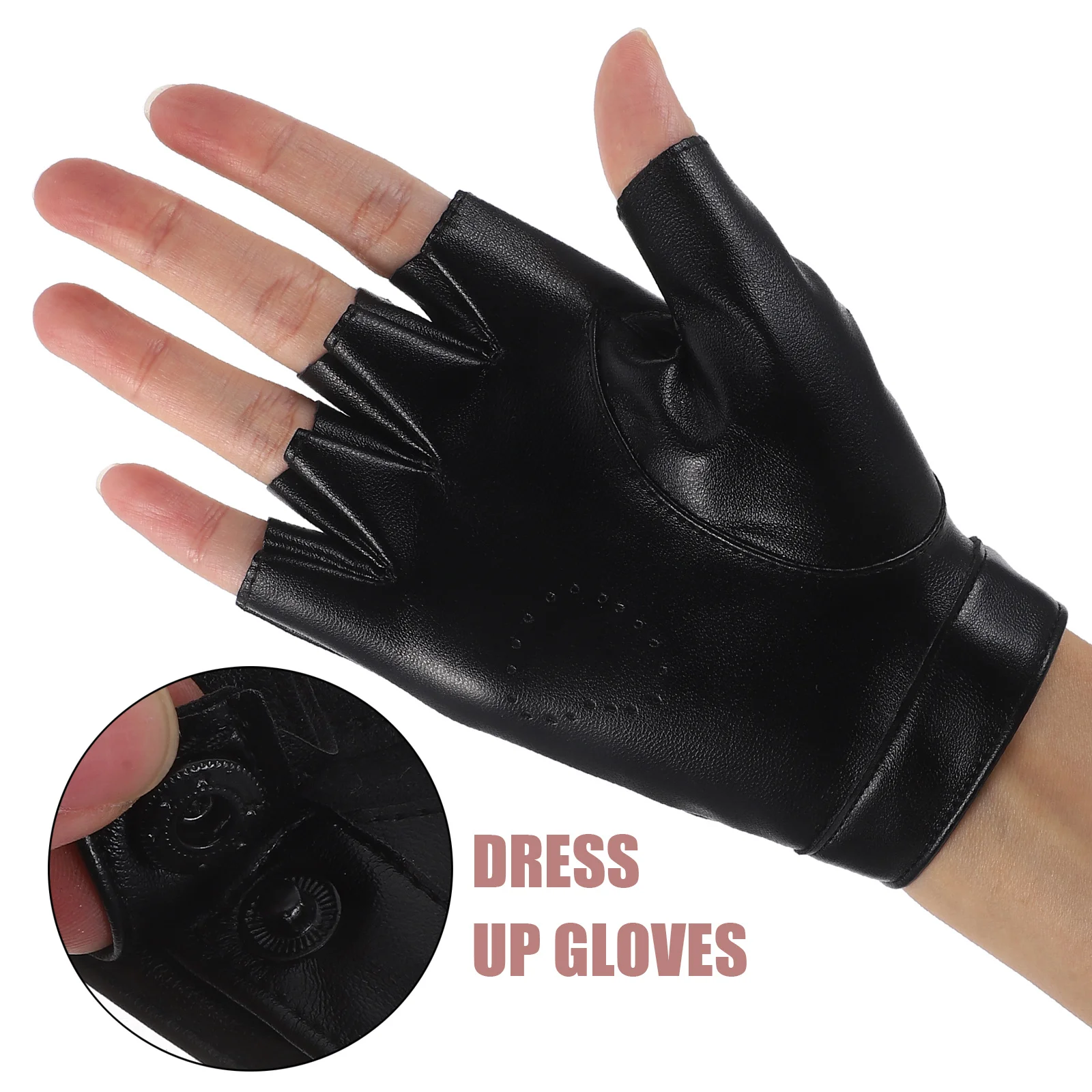 2Pairs Childrens Fingerless Gloves Punk Style Heart Cutout Sparkly PU Half Finger Mittens Dance Halloween Kids Punk Gloves