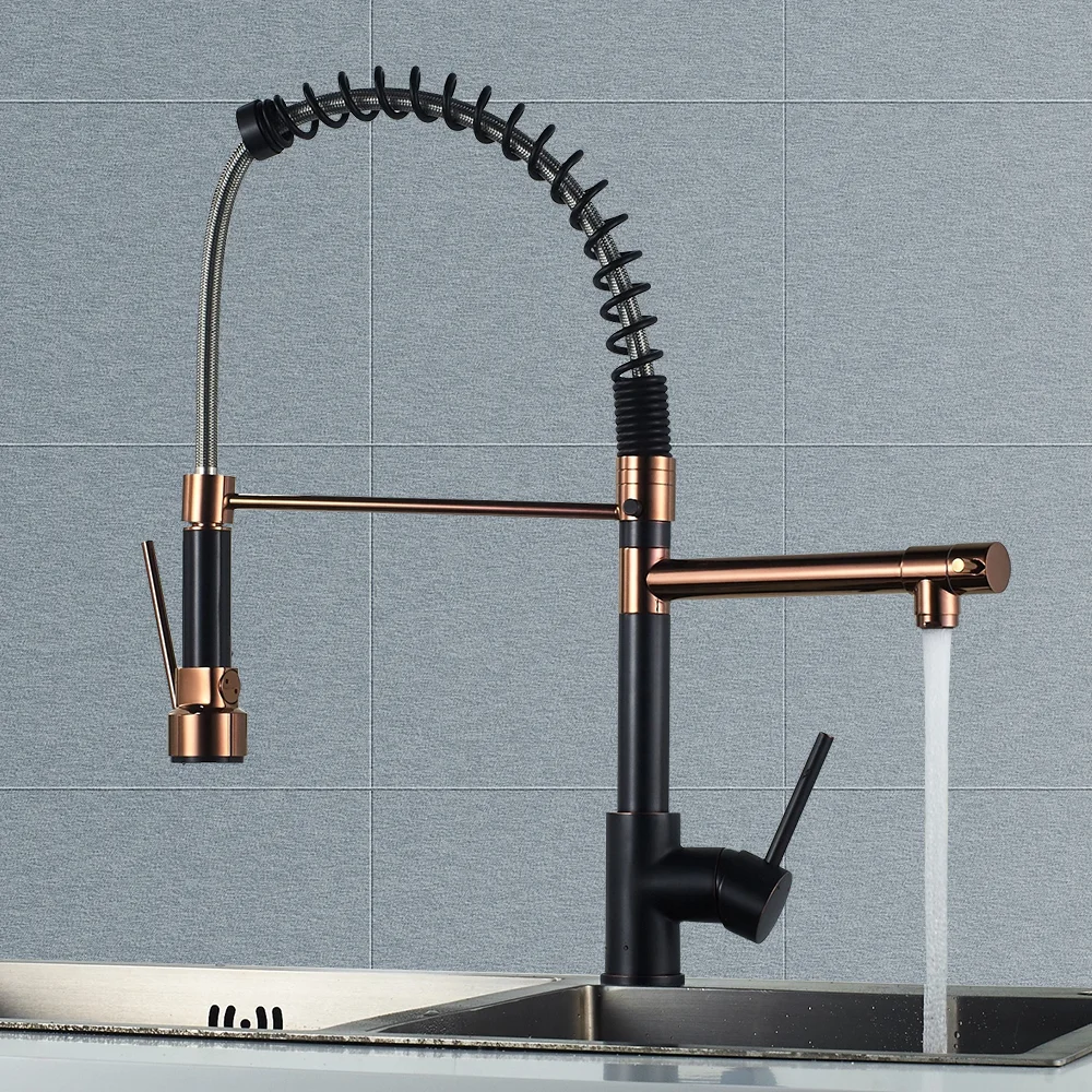 Deck Mounted China Rose Gold ORB Tap Watermark Kitchen Faucets With Pull Down Sprayer