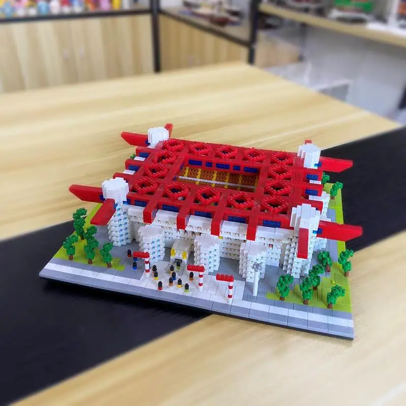 Barcelona Estadio de fútbol Micro conjuntos de bloques de construcción Mini ladrillos arquitectura Mini ladrillos juguetes para adultos regalo de campo de fútbol