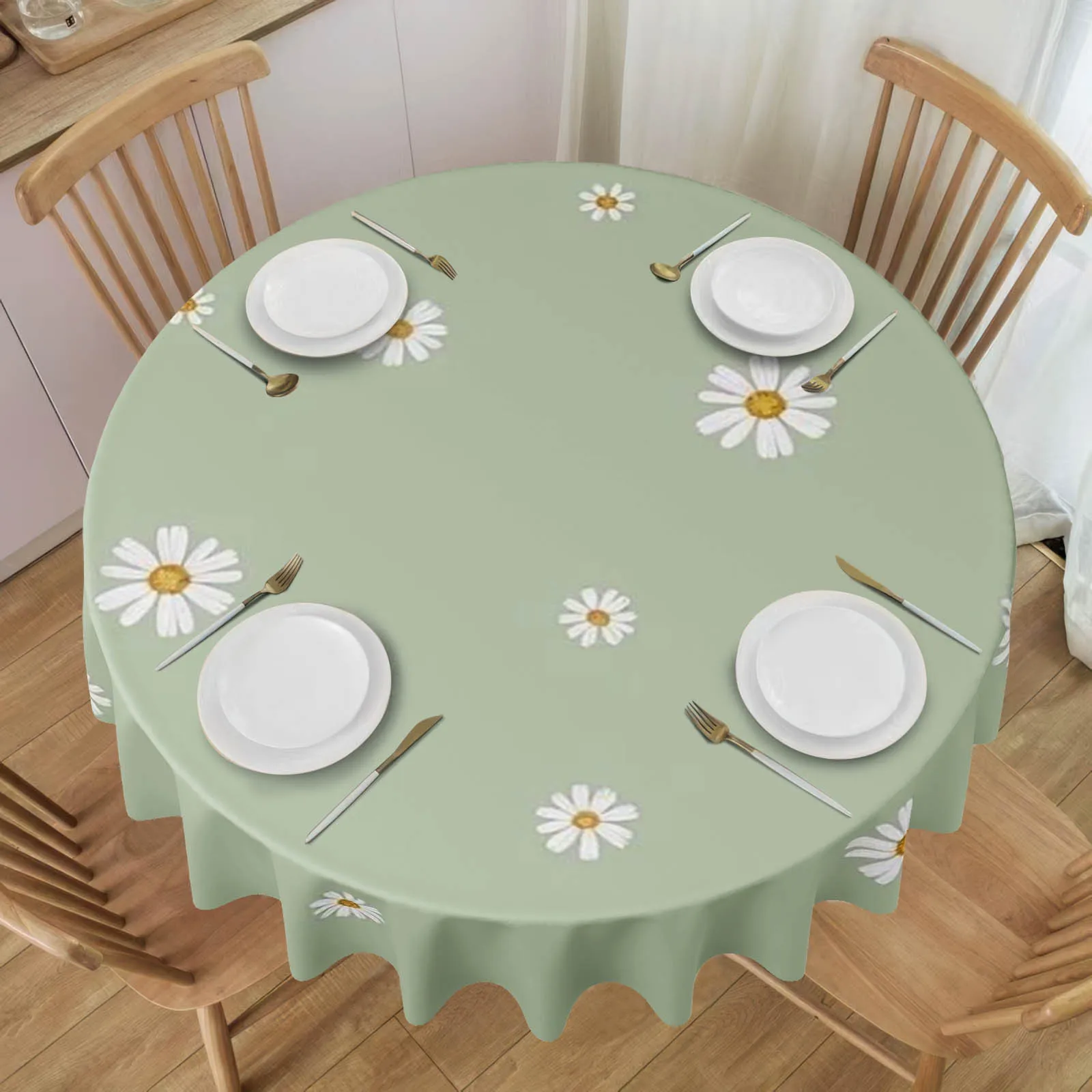 150x150 cm / 59x59 inches Daisy Small Flower Printed Tablecloth, Party Tablecloth for Festivalsxzj
