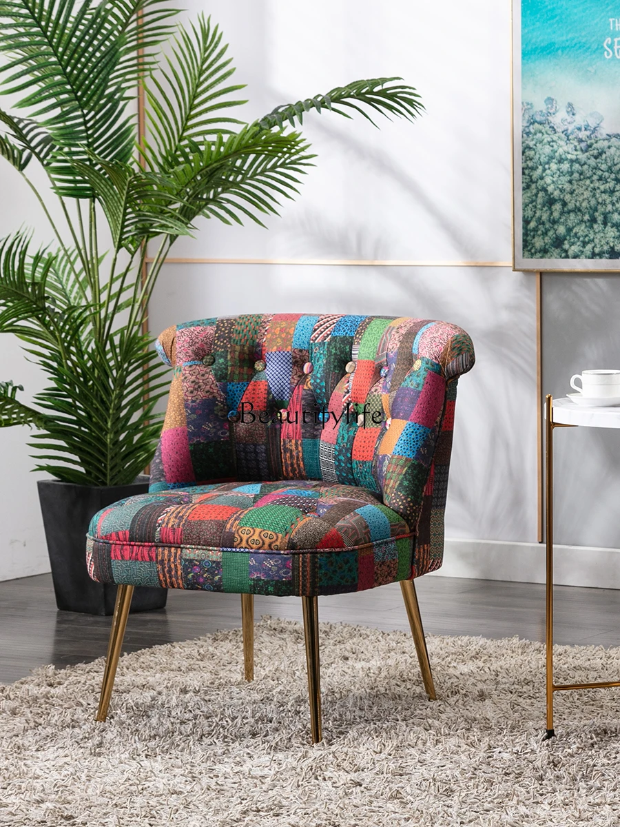 

Single-Seat Sofa Chair American Retro Bedroom Leisure Balcony Lazy Living Room European Entry Lux