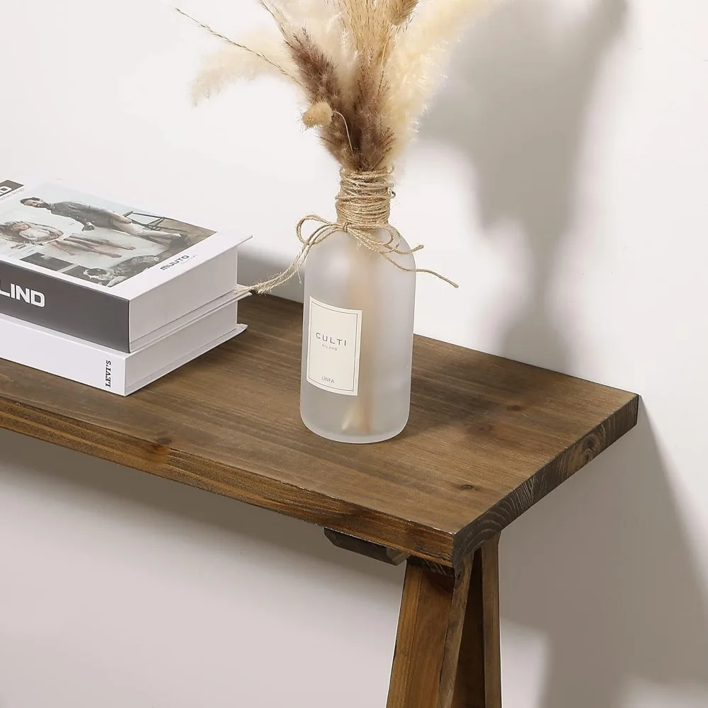 Rustic Farmhouse Pinewood Console Table for Hallway and Living Room, Solid Firwood Sofa Table with Rustic Charm