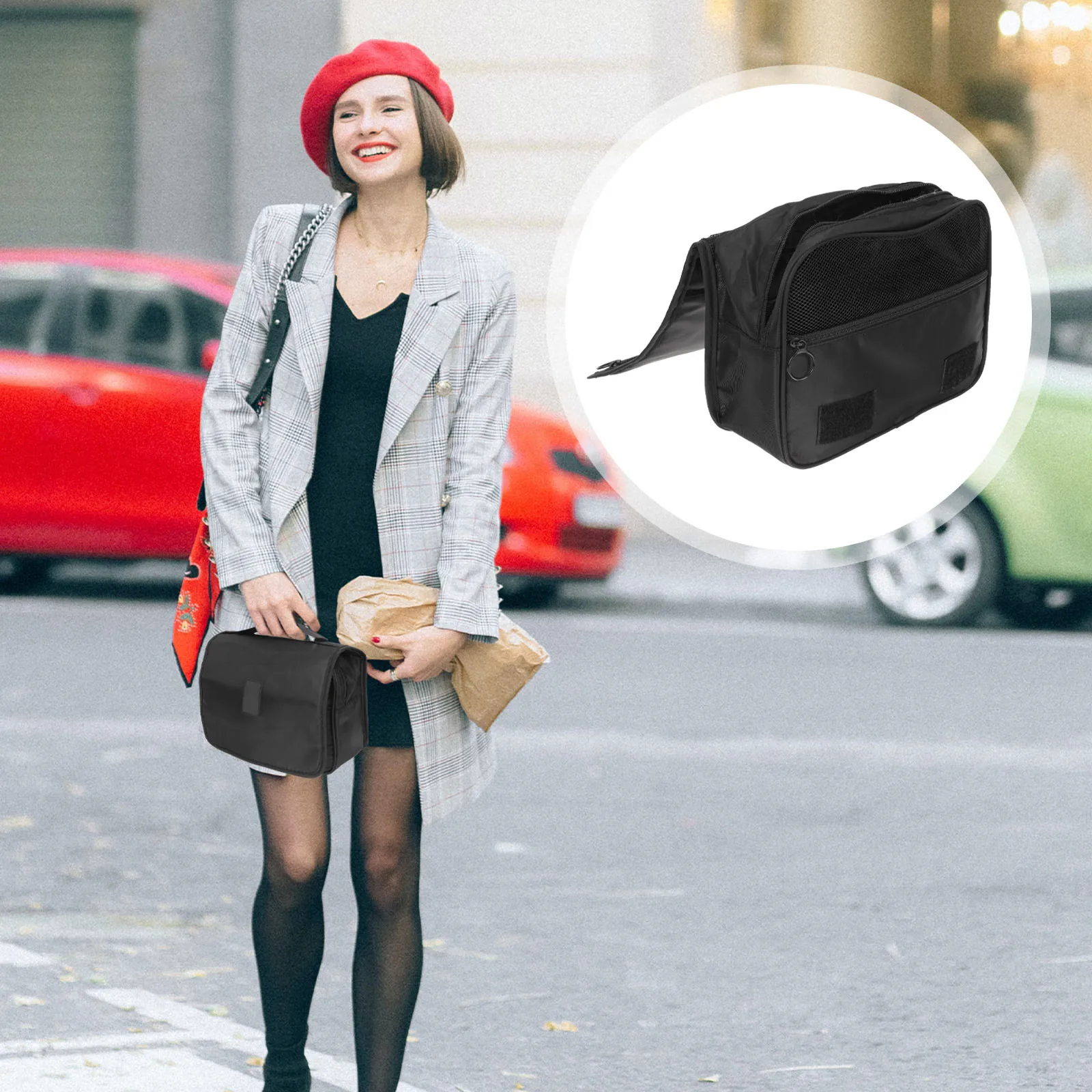 

Travel Toiletry Wash Makeup Organizer Large Capacity Waterproof Foldable Black Storage Bag for Cosmetics Skincare HOLDER