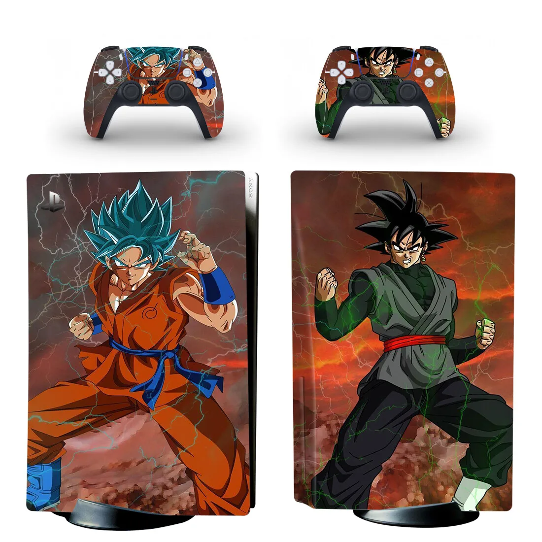 Anime Ultra Instinct Goku PS5 Disc Skin Sticker Decal Cover for Console & Controller PS5 Fat Disk Skin Sticker Vinyl