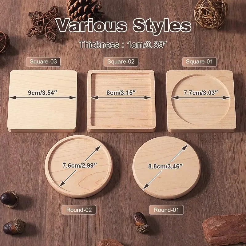1PCS Wooden Coaster, Round Square Walnut Wood Cup Mat, Table Glasses Holder, Custom Engraving