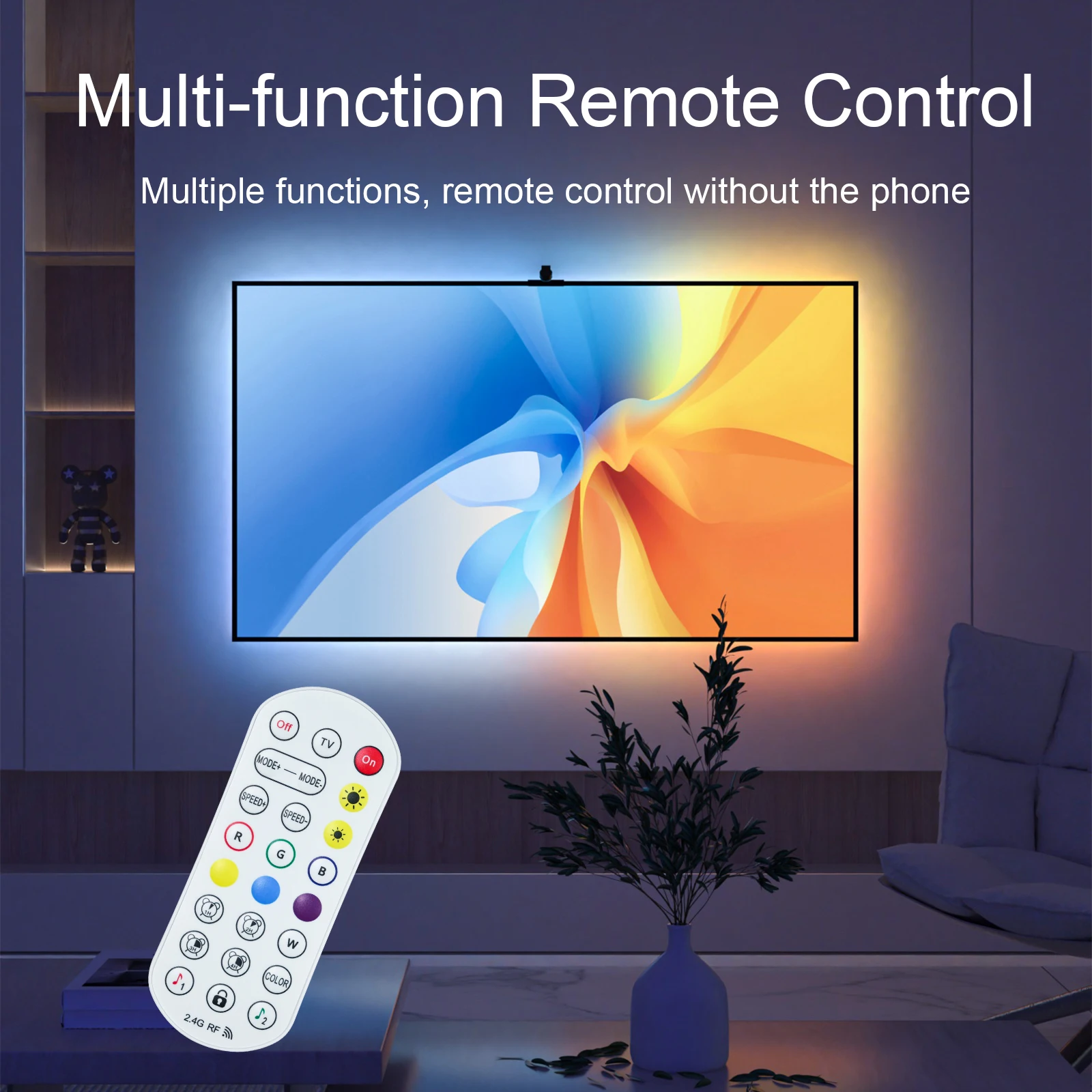 Immersion TV Backlights with Camera, Smart Ambient TV Strip Light RGB Synchronization Ambient Led Strip Light Living Room LED