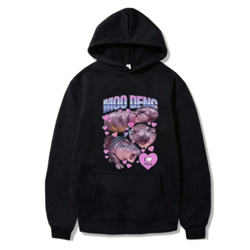 

2024 Moo Deng Little Hippo Oversized Sweatshirt, I Love Moo Deng, Moo Deng Bootleg Rap Pullover, Hippo Lovers, Gift Idea, Unisex