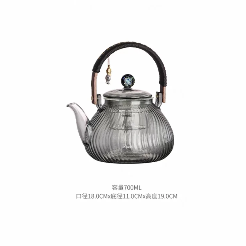 700ml Starry Sky Lid Gray Glass Teapot with Infuser Heat Resistant Boling Flower Tea Kettle Tea Pot Brewing Health Tea Utensils