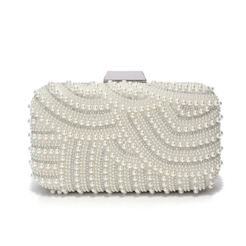 

Fashion Banquet Handbag for Wedding Party Prom Glitter Pearl Clutch Bag Ladies Party Wedding Bridal Chain Shoulder Bag