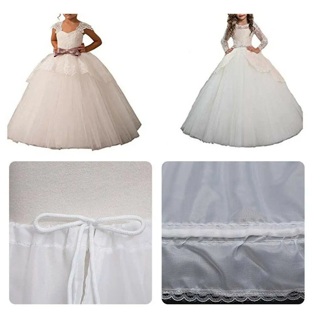 Modischer weißer Spitzen-Kinderrock, Petticoat, Stahlring, verstellbar, Prinzessinnenrock, Tutu-Rock, 3 Reifen, Hochzeit, Petticoat für Kinder und Mädchen – Detail 5