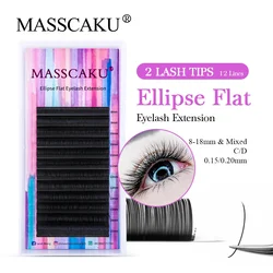 Natural Effect Ellipse lash Vendors 100% Faux Mink 8-16mm Matte Deep Black Flat Lashes extension