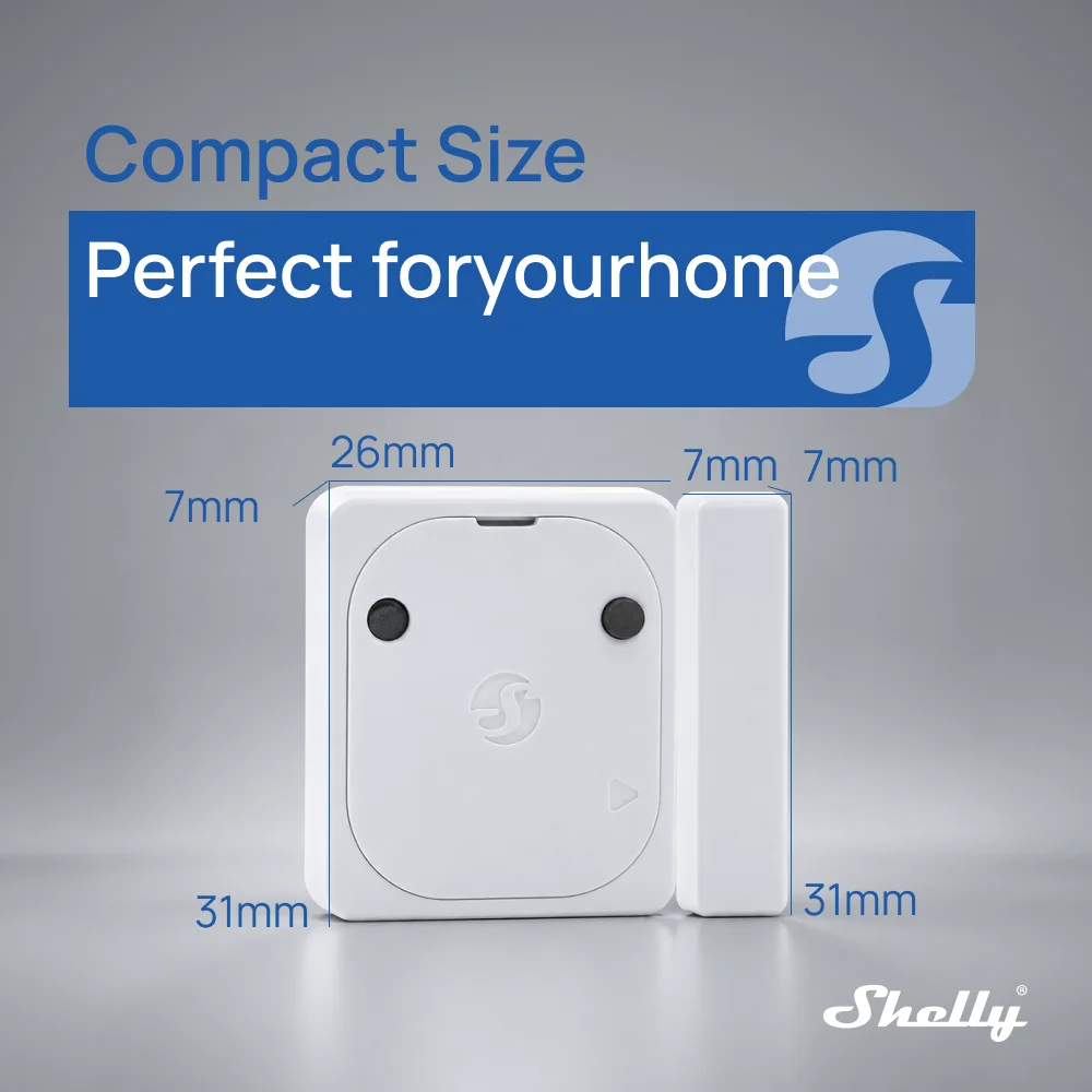 Shelly BLU Door/Window Mini ZB Smart Mini Door Sensor Tilt Detection Ambient Light Sensing Narrow Frames Where Alexa Google Home