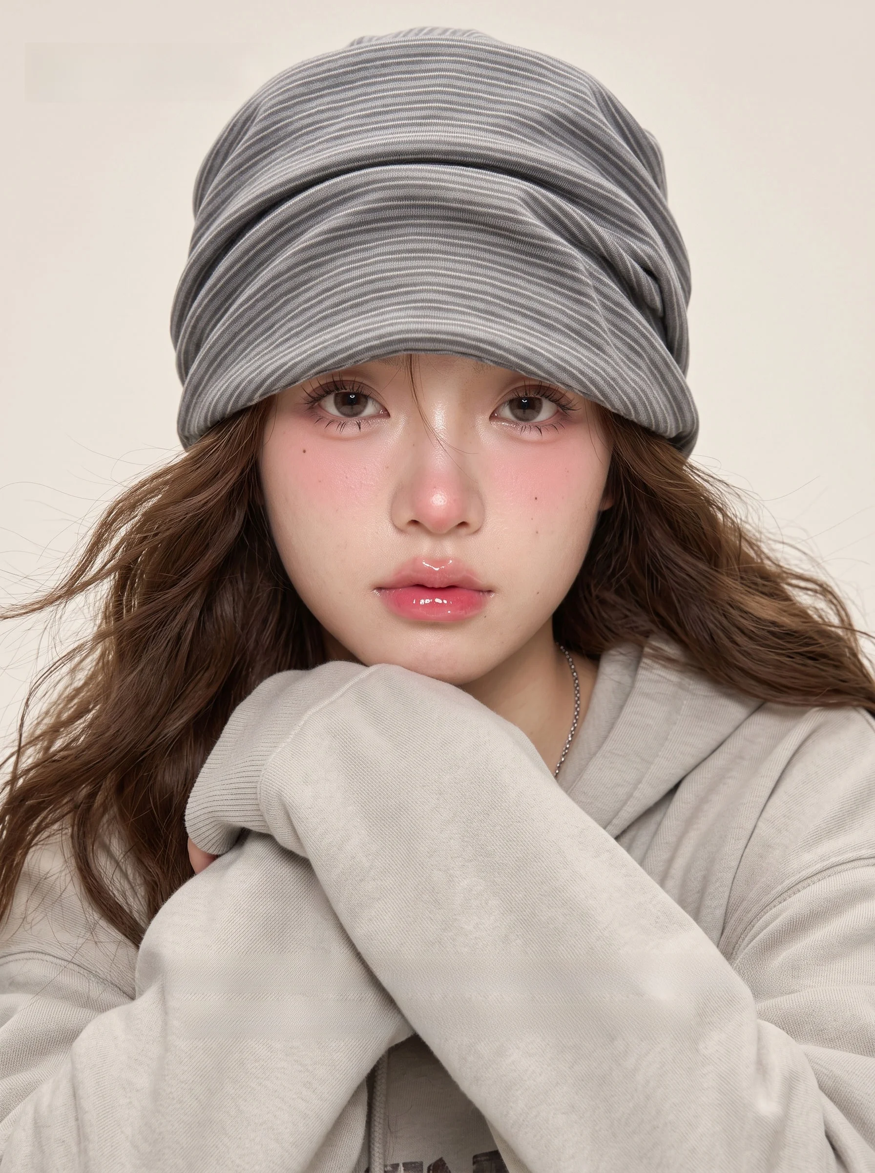 Lab Style Loose Women's Winter Cap Spring Autumn Seasonal All-Match Foldable Breathable Cotton Headscarf Hat Versatile